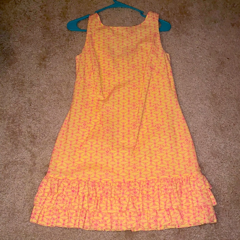 Lilly Pulitzer yellow and pink ruffle bottom dress, 2